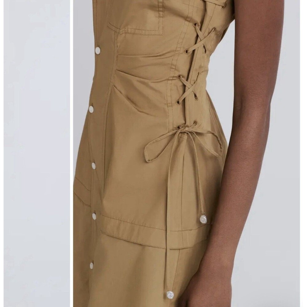 Derek Lam 10 Crosby Women's Sz 2 Amber Green Serena Side Lace Up Mini Dress NEW - Picture 7 of 8